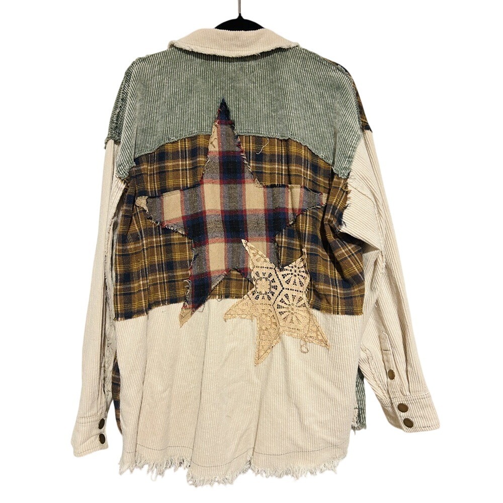 Gimmicks Pieced Corduroy Patchwork Jacket Shacket… - image 4